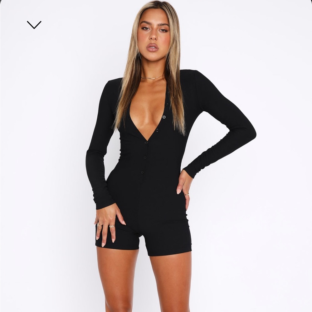 NEW whitefox black rubbed long sleeve playsuit romper